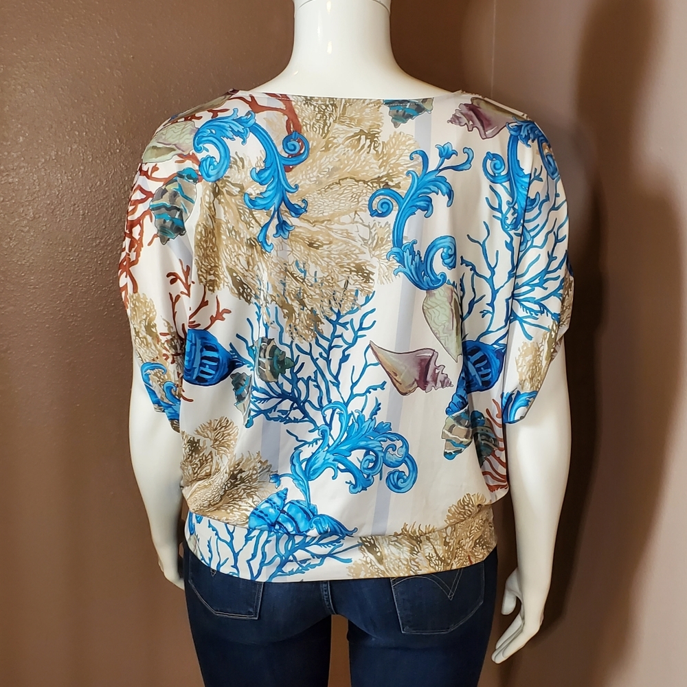 BOSTON PROPER coral reef print knit cocoon top size XL - Picture 4 of 8